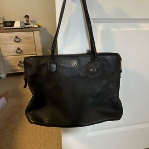 Tory Burch Black Pebbled Leather Shoulder Bag
